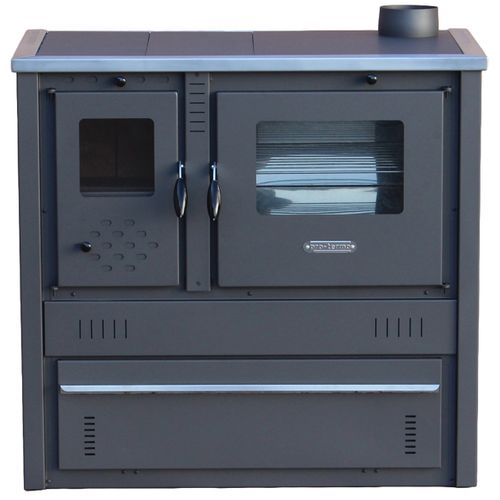 Celimika Eco Cuisinière à Bois A+ 10 Kw Poêle à Bois Avec Four Evacuation Droite D.120 Mm
