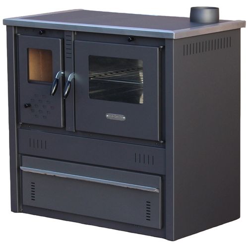 Celimika Eco Cuisinière à Bois A+ 10 Kw Poêle à Bois Avec Four Evacuation Droite D.120 Mm