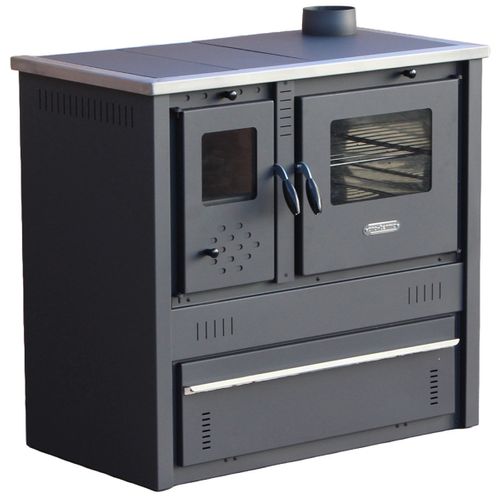 Celimika Eco Cuisinière à Bois A+ 10 Kw Poêle à Bois Avec Four Evacuation Droite D.120 Mm