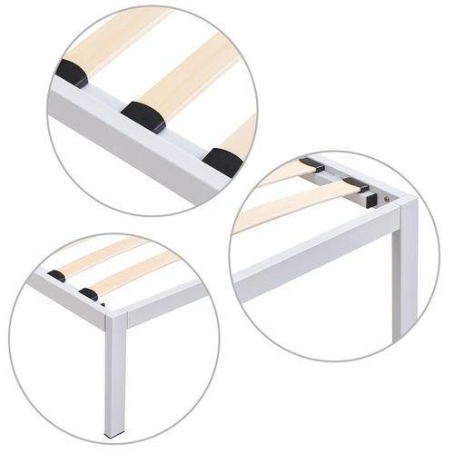 Basi Sommier à Lattes Avec Pieds En Acier Robuste 180x200 Cm   Blanc