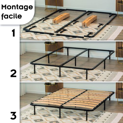 Austen Sommier Ergonomique à Lattes Larges Et Flexibles En Bois De Bouleau 180x200 Cm Avec Pieds