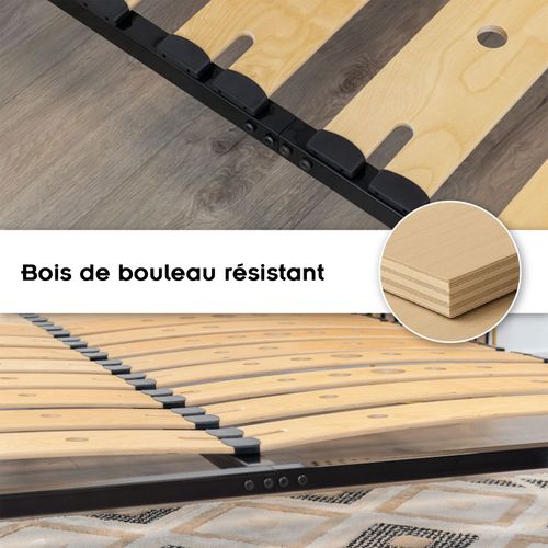 Austen Sommier Ergonomique à Lattes Larges Et Flexibles En Bois De Bouleau 140x200 Cm Sans Pieds