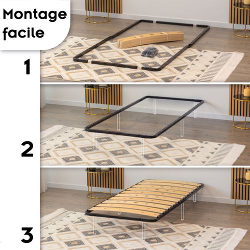 Austen Sommier Ergonomique à Lattes Larges Et Flexibles En Bois De Bouleau 80x200 Cm Avec Pieds