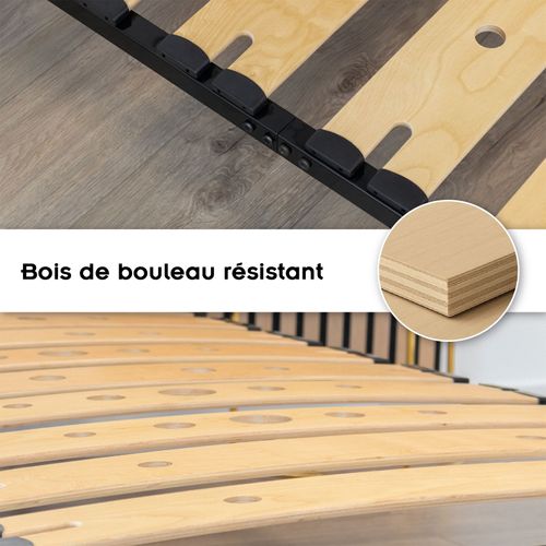Austen Sommier Ergonomique à Lattes Larges Et Flexibles En Bois De Bouleau 80x200 Cm Sans Pieds