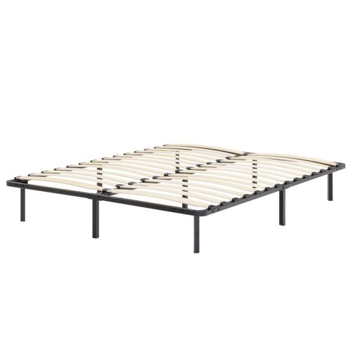 Namara Sommier à Lattes Robuste Avec Pieds En Acier - Montage Facile - 180x200 Cm   Noir