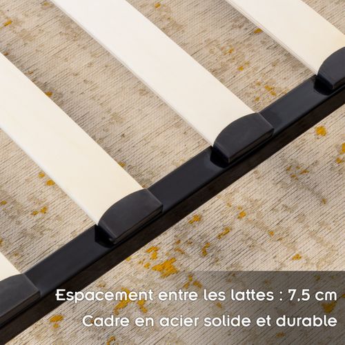 Namara Sommier à Lattes Robuste Avec Pieds En Acier - Montage Facile - 90x200 Cm Noir