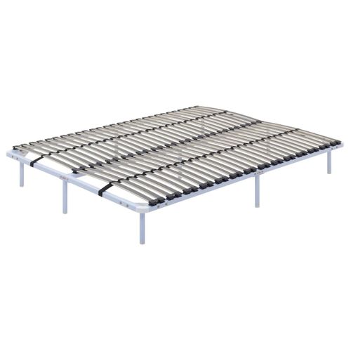 Ortho Sommier à Lattes En Acier Avec Bande Stabilisatrice    Blanc   200x200 Cm Avec Pieds