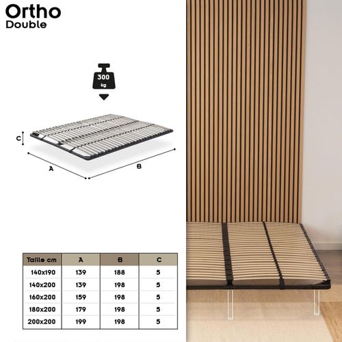 Ortho Sommier à Lattes En Acier Avec Bande Stabilisatrice    Noir   180x200 Cm Sans Pieds