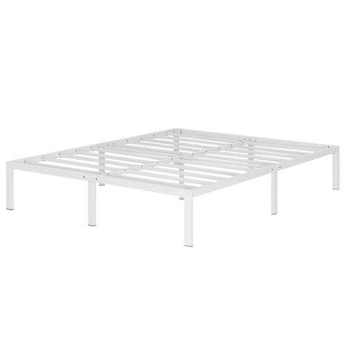 Sappho Cadre De Lit En Acier Avec Espace De Rangement - Montage Facile - 200x200 Cm   Blanc