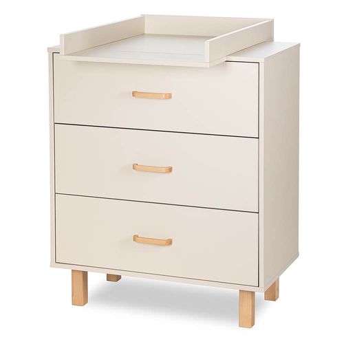 Laura Commode Bébé En Bois De Hêtre 3 Tiroirs    Champagne   Avec Plan à Langer Amovible