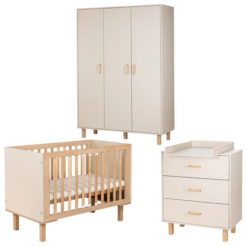 Laura Chambre Bébé Armoire Commode Et Lit Évolutif 120x60    Champagne   + Plan à Langer Commode