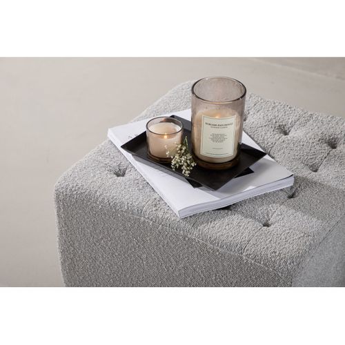 Pouf Tissu Bouclé "bowie" 51cm Gris Clair