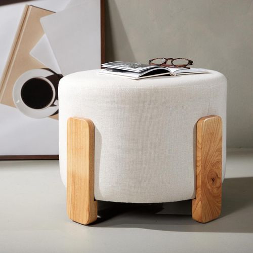 Pouf Design En Tissu "coffey" 52cm Naturel