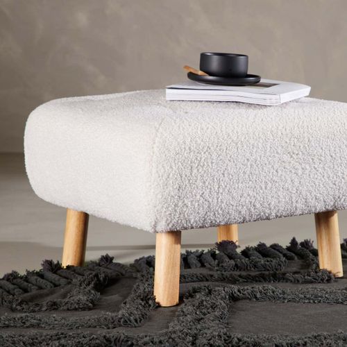 Pouf Déco En Bouclette "salina" 60cm Naturel