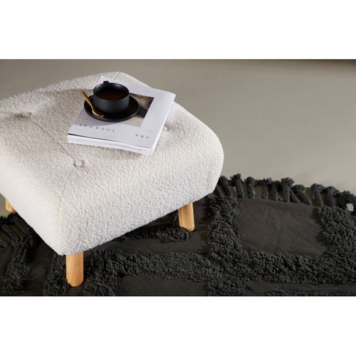 Pouf Déco En Bouclette "salina" 60cm Naturel