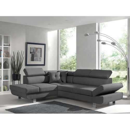 Canapé Angle Gauche Convertible 5 Places Lisbona En Tissu Gris Foncé