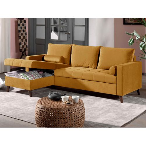 Polar - Canapé D'angle Réversible Convertible - En Velours Au Design Scandinave - 4 Places