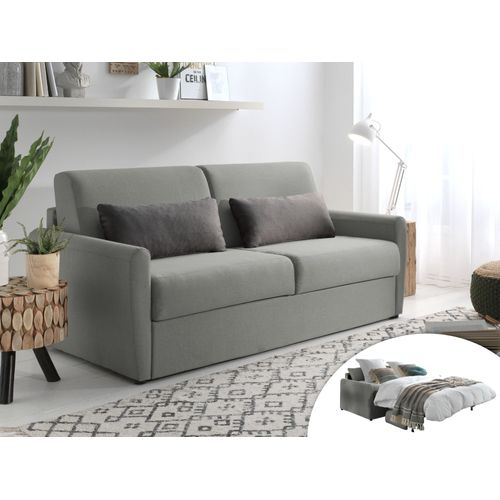 Canapé Droit Convertible 3 Places Ari En Tissu Gris Clair