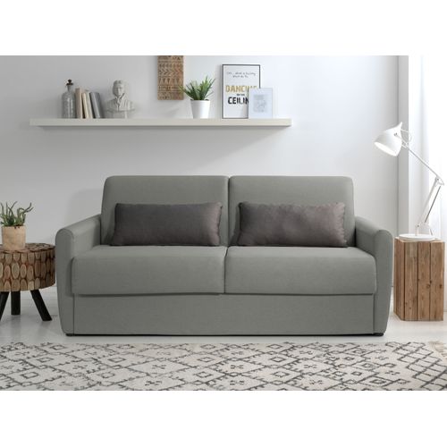 Canapé Droit Convertible 3 Places Ari En Tissu Gris Clair