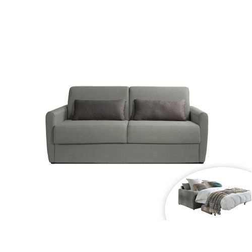 Canapé Droit Convertible 3 Places Ari En Tissu Gris Clair