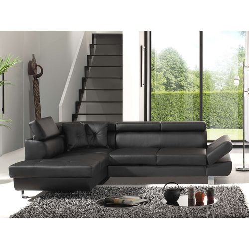 Canapé Angle Gauche Convertible 5 Places Lisbona En Simili Noir