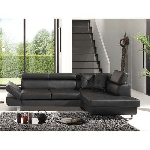 Canapé Angle Droit Convertible 5 Places Lisbona En Simili Noir