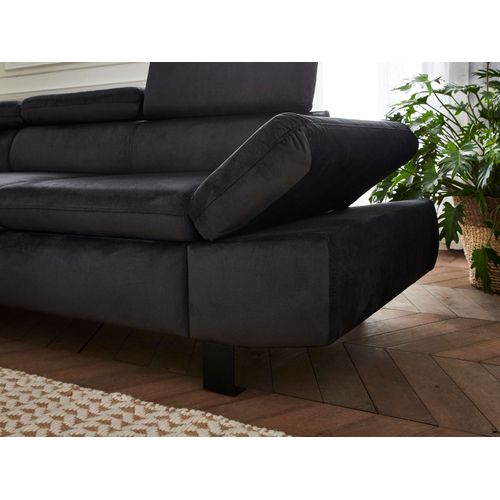 Canapé Angle Gauche Convertible 5 Places Nairobi En Velours Gris