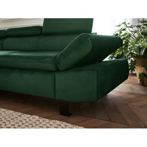 Canapé Angle Gauche Convertible 5 Places Nairobi En Velours Vert
