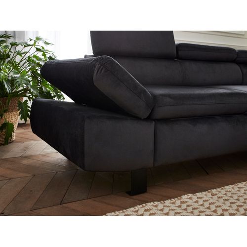 Canapé Angle Droit Convertible 5 Places Nairobi En Velours Gris