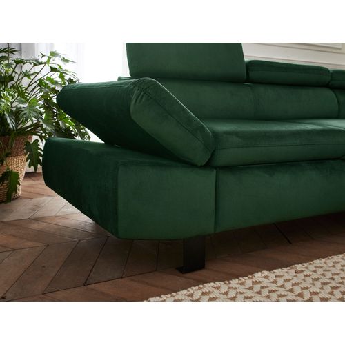 Canapé Angle Droit Convertible 5 Places Nairobi En Velours Vert