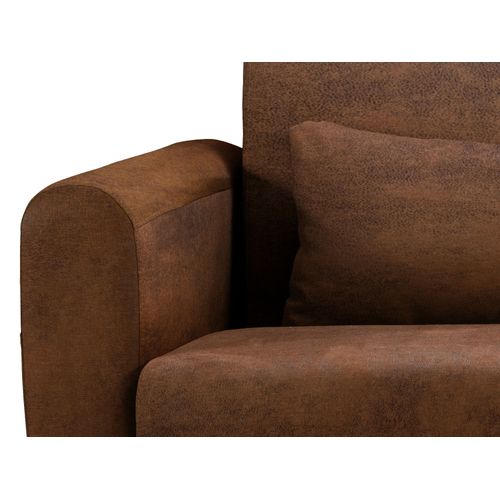 Canapé Droit Convertible 3 Places Allan En Microfibre Marron