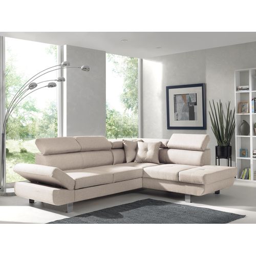 Canapé Angle Droit Convertible 5 Places Lisbona En Tissu Beige
