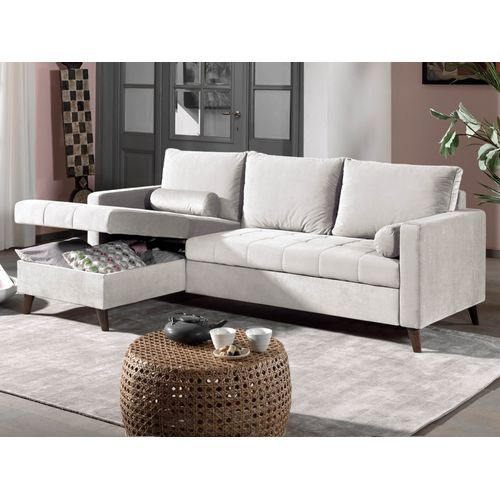 Polar - Canapé D'angle Réversible Convertible - En Velours Au Design Scandinave - 4 Places