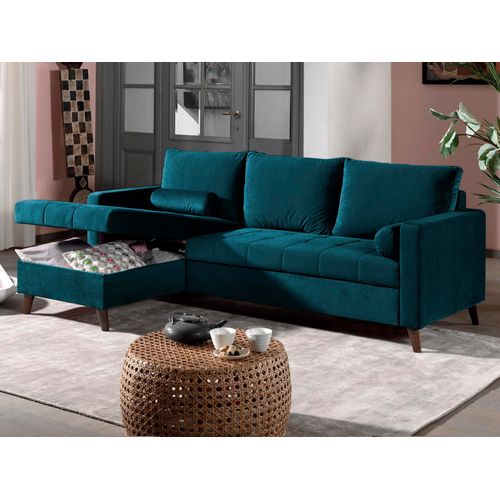 Polar - Canapé D'angle Réversible Convertible - En Velours Au Design Scandinave - 4 Places