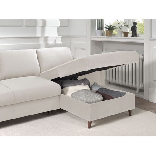 Canapé Angle Droit Convertible 4 Places Brooke En Velours Beige