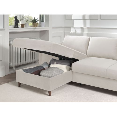 Canapé Angle Gauche Convertible 4 Places Brooke En Velours Beige