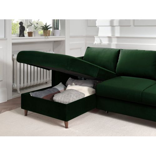 Canapé Angle Gauche Convertible 4 Places Brooke En Velours Vert