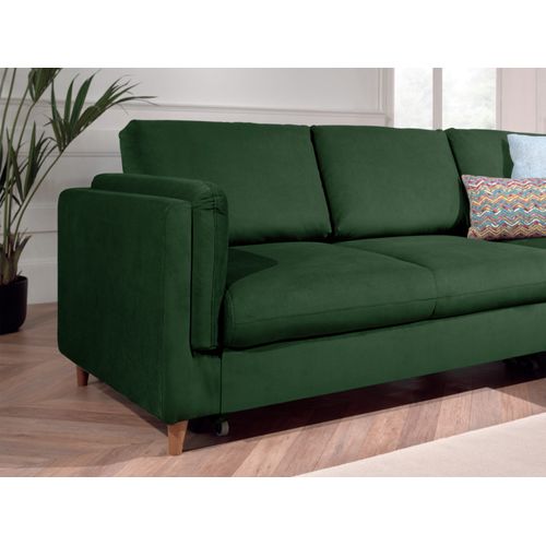 Canapé Angle Droit Convertible 5 Places Brooke En Velours Vert
