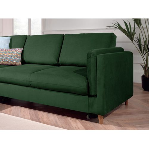 Canapé Angle Gauche Convertible 5 Places Brooke En Velours Vert