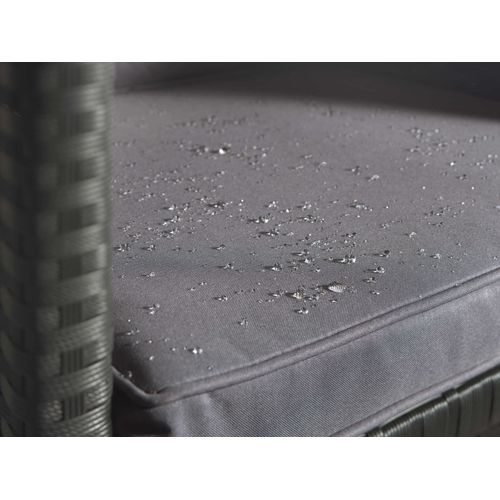 Fira - Salon De Jardin Encastrable 10 Places - En Résine Tressée - Noir Avec Coussins Gris + Housse