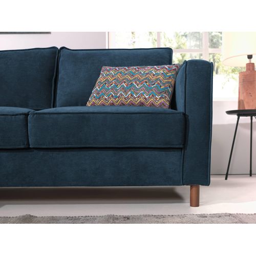 Canapé Angle Gauche Convertible 5 Places Jake En Velours Côtelé Bleu Ardoise