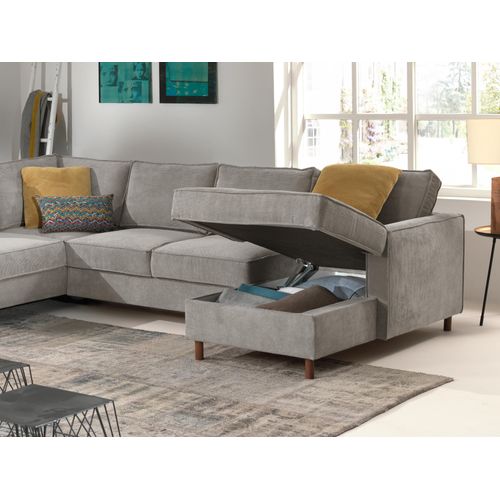 Canapé Panoramique 7 Places Jake En Velours Côtelé Gris Clair