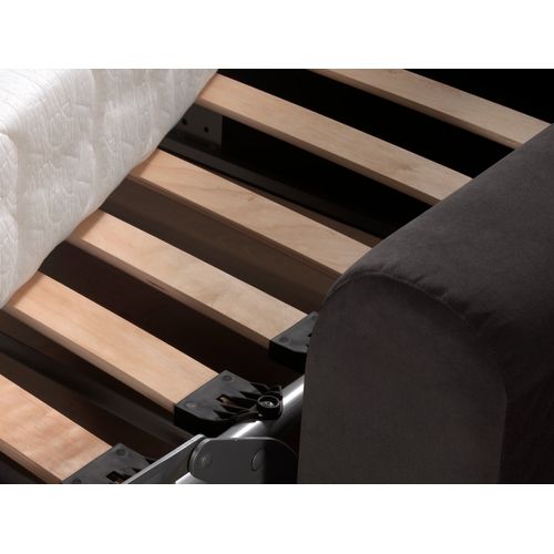 Canapé Droit Convertible 3 Places Owen En Velours Gris Foncé