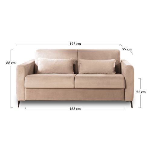 Canapé Droit Convertible 3 Places Owen En Velours Vert Olive