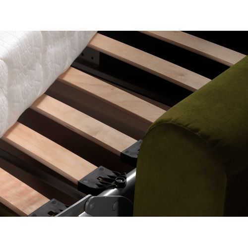 Canapé Droit Convertible 3 Places Owen En Velours Vert Olive