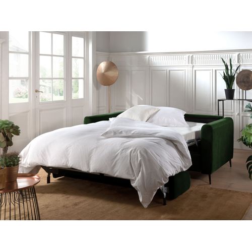 Canapé Droit Convertible 3 Places Owen En Velours Vert