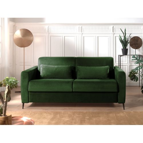 Canapé Droit Convertible 3 Places Owen En Velours Vert