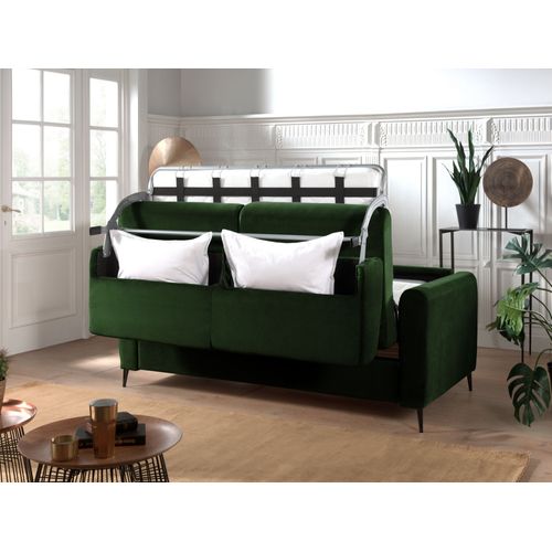 Canapé Droit Convertible 3 Places Owen En Velours Vert