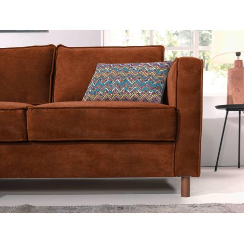 Canapé Angle Gauche Convertible 5 Places Jake En Velours Côtelé Rouille