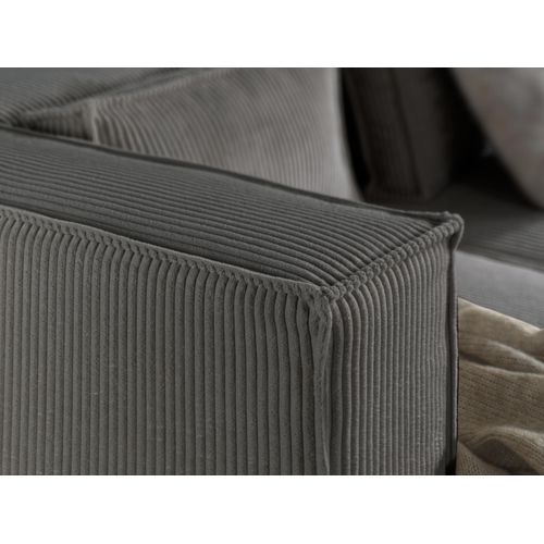 Canapé Panoramique 7 Places Stella En Velours Côtelé Gris Foncé